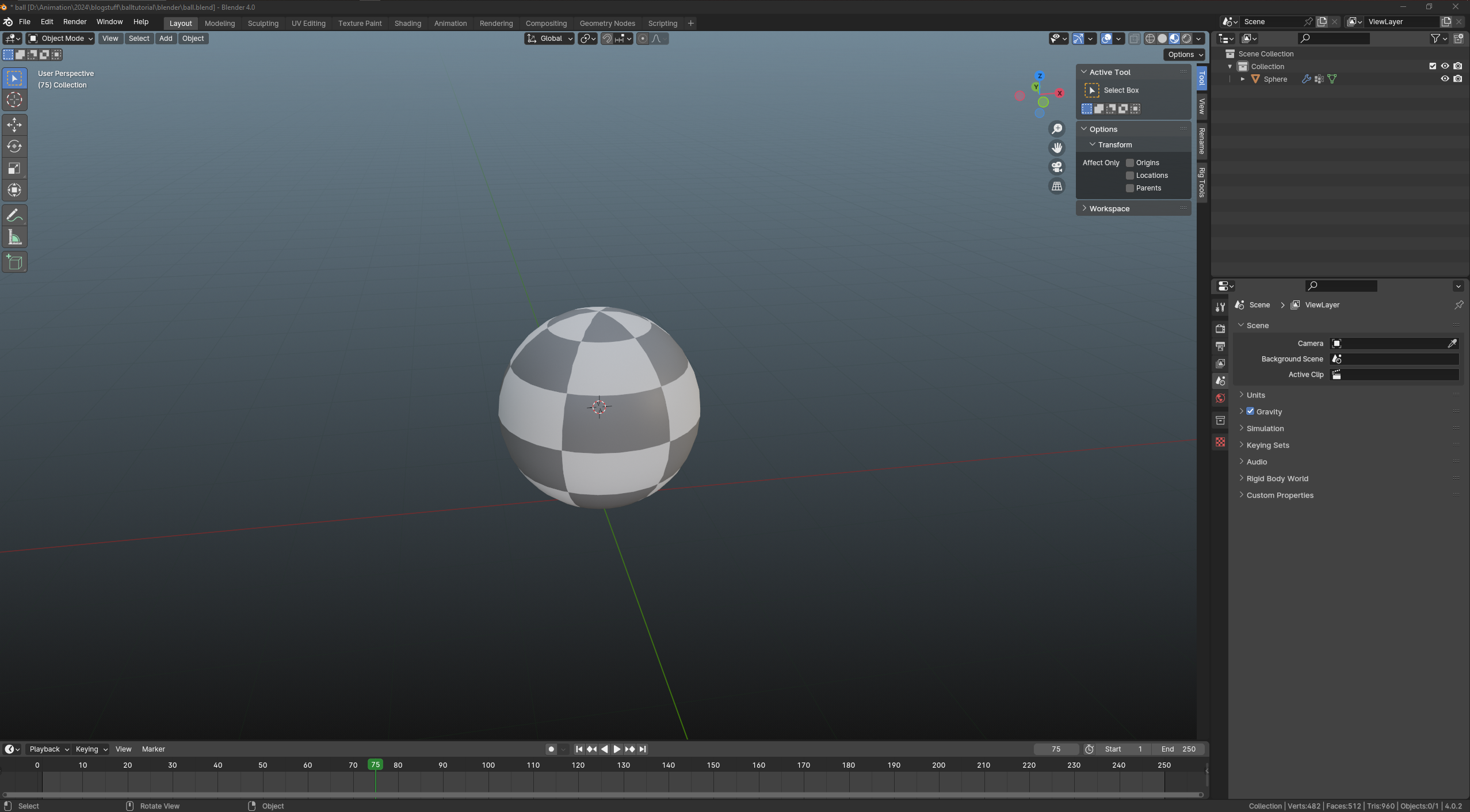 A checkerboard ball in an open scene